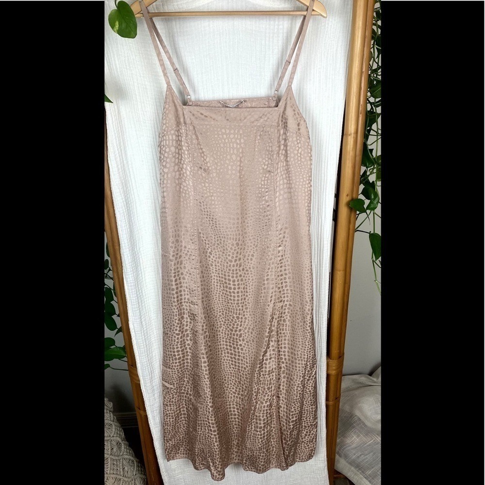MALIZIA BY LA PERLA SILK ANIMAL PRINT SLIP DRESS TONE ON TONE MAXI